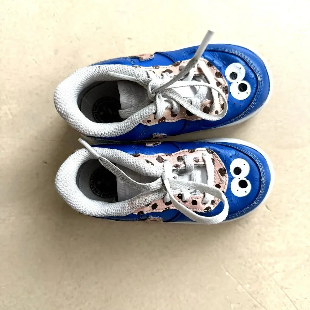 Nike Cookie Monster Shoes Custom Painted sz Toddler 7c Air Force 1 Sesame Street